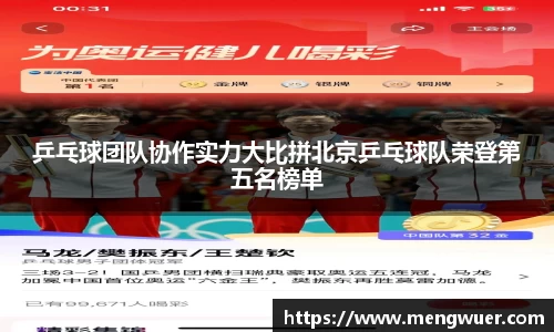乒乓球团队协作实力大比拼北京乒乓球队荣登第五名榜单